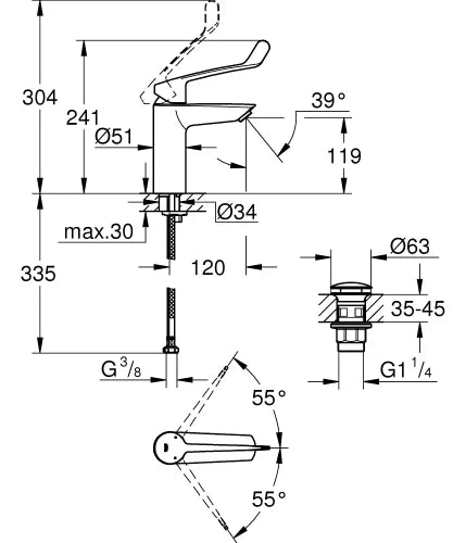 Grohe Eurosmart 2021 mitigeur lavabo M - chromé