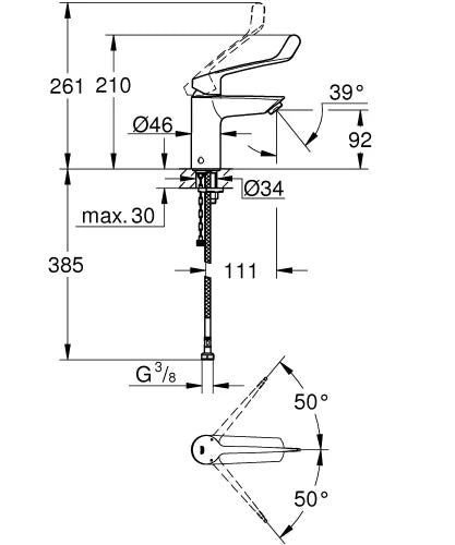 Grohe Eurosmart 2021 mitigeur lavabo glad.body s - chromé