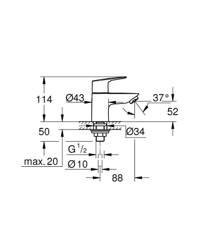 Grohe BauLoop 2020 XS robinet eau froide - bec 88 mm - chrome - corps lisse