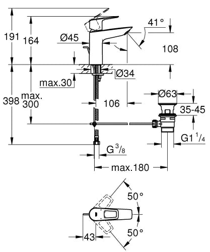 Grohe BauLoop 2020 bauloop mitigeur lavabo 5,7l m - chromé
