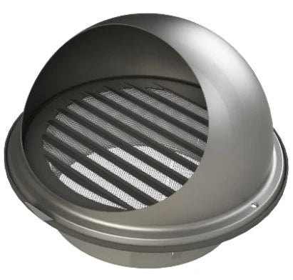 Egeda SUS grille externe ventilation convexe inox 100 mm - doublé de gaze de moustique (seulement ventilation naturelle)