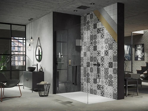 Huppe Rm EasyStyle Revêtement mural 100 H:2550 Barcelona Tiles noir/blanc