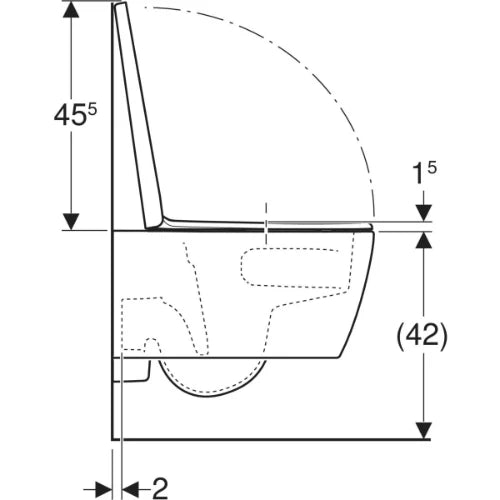 Geberit iCon Set de WC suspendu à fond creux , forme fermée, TurboFlush, avec siège de WC: T=53cm, Mécanisme softclose=Oui, Charnières QuickRelease=Verrouillable, Fixation=Par le haut, Blanc