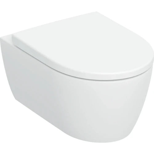 Geberit iCon Set de WC suspendu à fond creux , forme fermée, TurboFlush, avec siège de WC: T=53cm, Mécanisme softclose=Oui, Charnières QuickRelease=Verrouillable, Fixation=Par le haut, Blanc