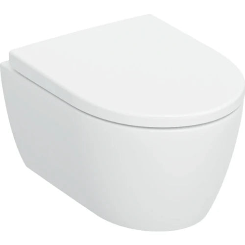 Geberit iCon Set de WC suspendu à fond creux , compact, forme fermée, TurboFlush, avec siège de WC: T=49cm, Mécanisme softclose=Oui, Charnières QuickRelease=Verrouillable, Fixation=Par le haut, Blanc / Mat