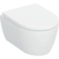 Geberit iCon Set de WC suspendu à fond creux , compact, forme fermée, TurboFlush, avec siège de WC: T=49cm, Mécanisme softclose=Oui, Charnières QuickRelease=Verrouillable, Fixation=Par le haut, Blanc / Mat