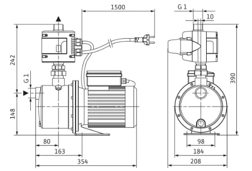 Wilo FWJ-203-EM/3-2 (sans poignée) pompe auto-amorçante