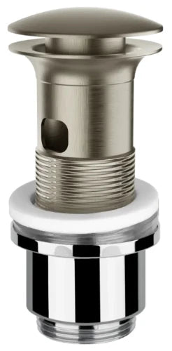 Gessi Technical Accessories Bonde automatique “Stop&Go” pour lavabo avec trop plein. Finox nickel brossé
