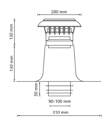 M&G Vent-Alu 3000 chapeau de ventilation PP 90-100 mm