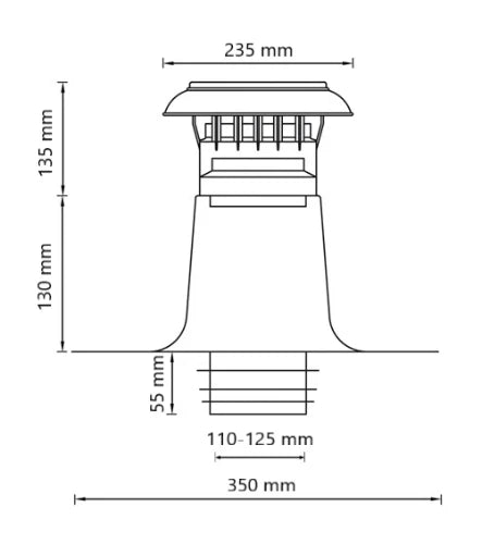 M&G Vent-Alu 3000 chapeau de ventilation PP 110-125 mm