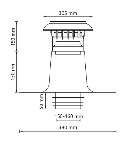 M&G Vent-Alu 3000 chapeau de ventilation PP 150-160 mm