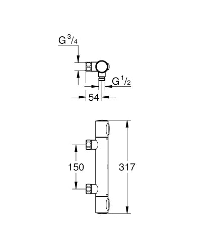 Grohe Grohtherm 500 thm douche mural ss/racc. - chromé