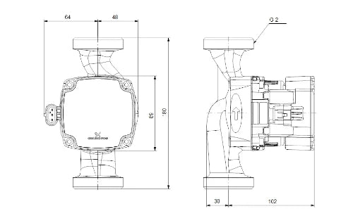 Grundfos Alpha1 GO 32-60 circulateur - 180 mm - 2 - 220-240V