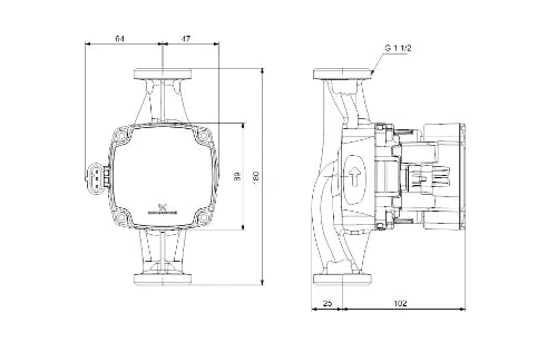 Grundfos Alpha1 GO 25-60 circulateur - 180 mm - 6/4 - 220-240V