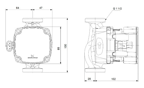 Grundfos Alpha1 GO 25-60 circulateur - 130 mm - 6/4 - 220-240V