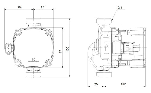 Grundfos Alpha1 GO 15-40 circulateur - 130 mm - 4/4 - 220-240V