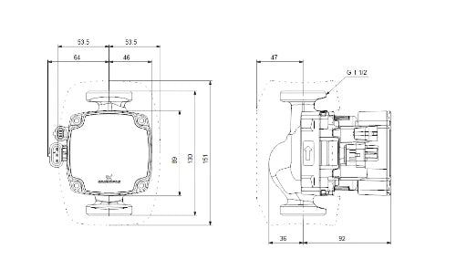 Grundfos Alpha2 GO 25-60 circulateur - 130 mm - 6/4 - 220-240V