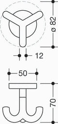 HEWI crochet triple , ø50mm blanc pur
