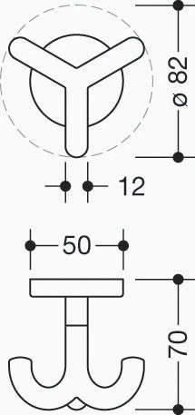HEWI crochet triple , ø50mm blanc pur