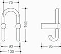 Hewi 801 crochet double , dirigé vers l`intérieur, blanc de sécurité
