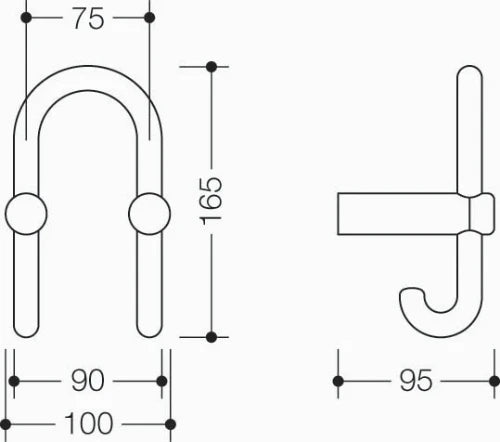 Hewi 801 crochet double , dirigé vers l`intérieur, blanc de sécurité
