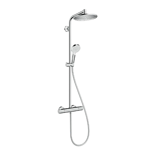 Hansgrohe Crometta Système de douche S 240 1jet ecoSmart Showerpipe - chromé - thermostat - douche de tête ronde 240 mm - douchette Crometta S Vario