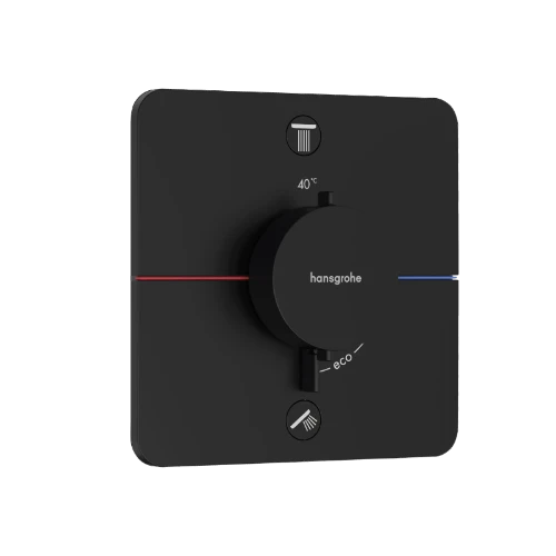 Hansgrohe Showerselect Comfort Q set de finition softCube thermostat 2 fonctions - noir mat