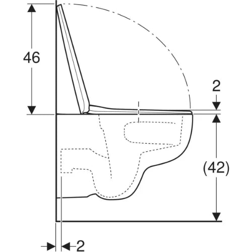 Geberit Selnova Set de WC suspendu à fond creux TurboFlush, avec siège de WC: T=54cm, Mécanisme softclose=Oui, Charnières QuickRelease=Oui, Fixation=Par le haut, Blanc