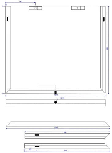 Procasa Universal panneau miroir 1200 x 600 mm - sans éclairage avec interrupteur
