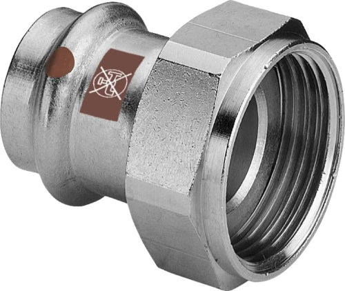Viega Temponox inox raccord 2-pièces avec écrou libre FF 28 x 4/4 F - Non compatible avec des installations d’eau potable