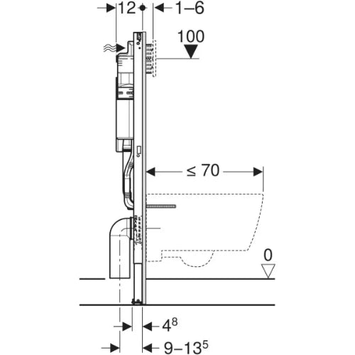 Geberit Systemfix élément pour WC suspendu 1120 mm - avec réservoir de chasse d’eau intégré Sigma 12 cm