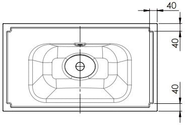 Procasa Klaire tablette en marbre artificiel avec 1 vasque central 800 x 460 mm - blanc mat - robinetterie pré-percé
