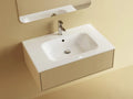 Procasa Klaire tablette en marbre artificiel avec 1 vasque central 800 x 460 mm - blanc mat - robinetterie pré-percé