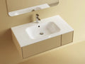 Procasa Klaire tablette en marbre artificiel avec 1 vasque central 900 x 460 mm - blanc mat - robinetterie pré-percé