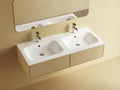 Procasa Klaire tablette en marbre artificiel avec 2 vasques 1200 x 460 mm - blanc brillant - robinetterie pré-percé