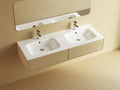 Procasa Klaire tablette en marbre artificiel avec 2 vasques 1400 x 460 mm - blanc mat - robinetterie pré-percé