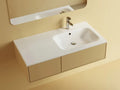 Procasa Klaire tablette en marbre artificiel avec 1 vasque à droite 900 x 460 mm - blanc brillant - robinetterie pré-percé