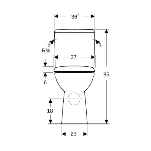 Geberit Selnova Comfort cuvette à poser rehaussée Rimfree PACK (cuvette H + réservoir + siège) sans bride - blanc