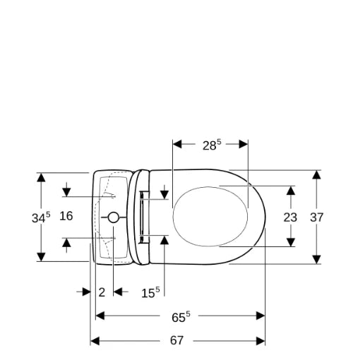 Geberit Selnova Comfort cuvette à poser rehaussée Rimfree PACK (cuvette H + réservoir + siège) sans bride - blanc