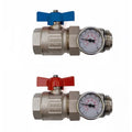 Begetube vannes à billes pappillon droites MF 4/4 avec goulotte à étanchéité souple + thermomètre 2pcs (rouge+blue) - prix par set