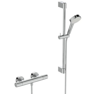 Ideal Standard CeraTherm T25 New Pack mitigeur thermostatique de douche - Chromé - set de douche 600 mm - Chromé - douchette 2jet 100 mm Chromé/blanc 8 l/min - IdealFlex 1/2 x 1750 mm
