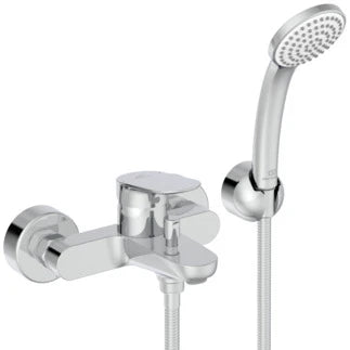 Ideal Standard Ceralife O mitigeur de baignoire - Chromé - avec douchette set 1jet 80 mm - Idealflex 1/2 x 1500 mm