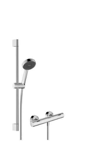 Hansgrohe Acitvera Select S système de douche apparent 95 mm 2jet EcoSmart avec thermostat Ecostat Fine et barre de douche 650 mm - chromé