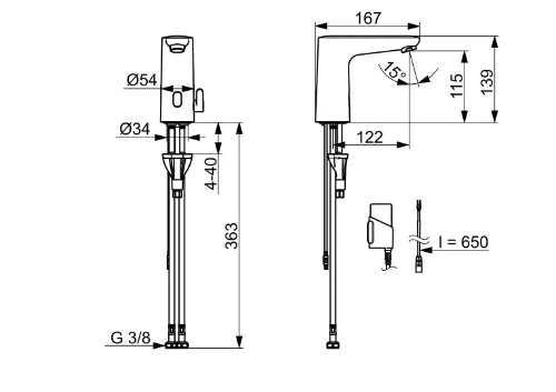 Hansa Hansaelectra robinetterie de lavabo, 3 v, bluetooth - chromé