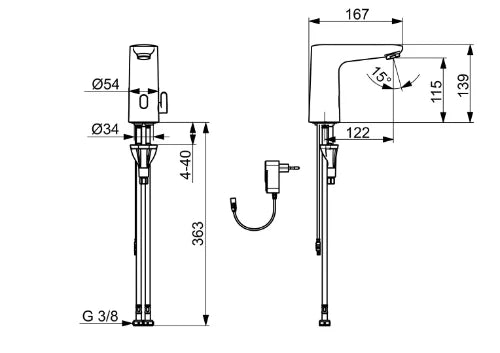 Hansa Hansaelectra robinetterie de lavabo, 230/9 v, bluetooth - chromé
