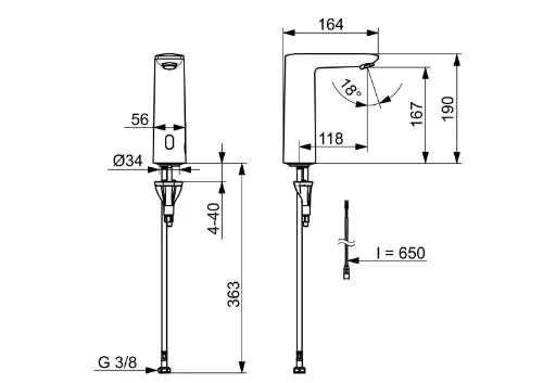 Hansa Hansaelectra robinetterie de lavabo, 3 v, bluetooth - chromé