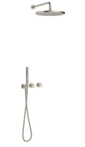 Procasa Vivo kit de finition pour thermostat de douche avec onduler & douchette & tête de douche 300 mm mural - Brushed Nickel PVD - brossé mat PVD