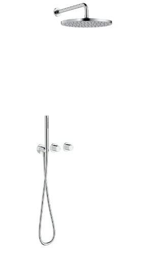 Procasa Vivo kit de finition pour thermostat de douche avec onduler & douchette & tête de douche 300 mm mural - chromé