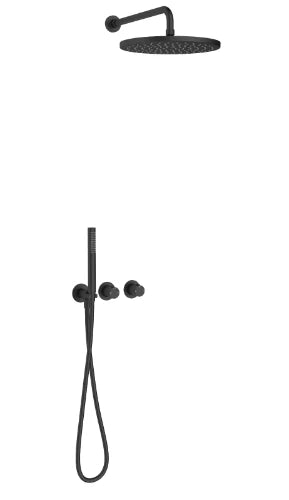Procasa Vivo kit de finition pour thermostat de douche avec onduler & douchette & tête de douche 300 mm mural - noir mat PVD