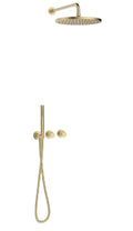 Procasa Vivo kit de finition pour thermostat de douche avec onduler & douchette & tête de douche 300 mm mural - Brushed gold PVD